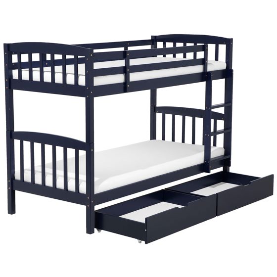 Kerrossänky laatikoilla mänty REVIN 90 x 200 cm Laivastonsininen