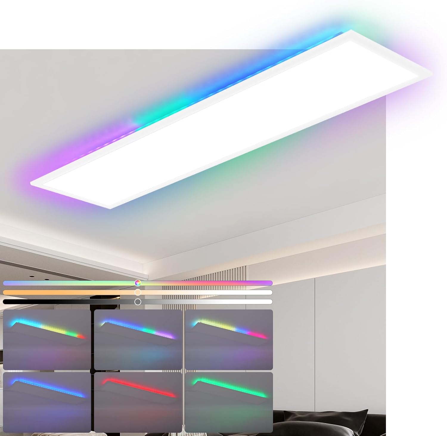 ZMH LED-kattovalaisin olohuoneeseen, himmennettävä kattopaneeli, RGB-väriä vaihtava