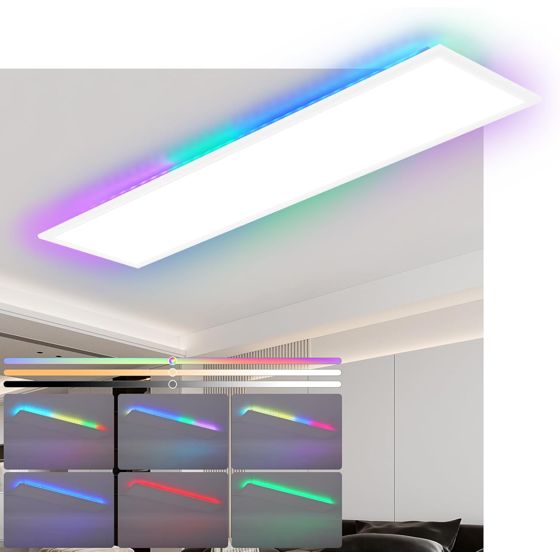 ZMH LED-kattovalaisin olohuoneeseen, himmennettävä kattopaneeli, RGB-väriä vaihtava