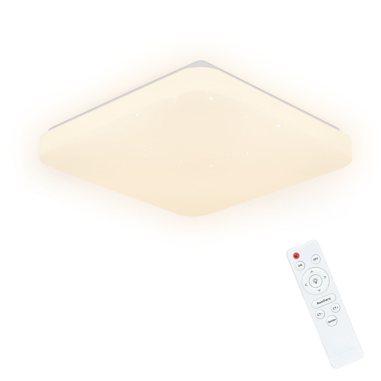 NETTLIFE LED - kattovalaisin, tähtitaivas, makuuhuoneen lamppu kaukosäätimellä, 37 W, lastenhuoneen lamppu, neliönmuotoinen lamppu, 28 cm