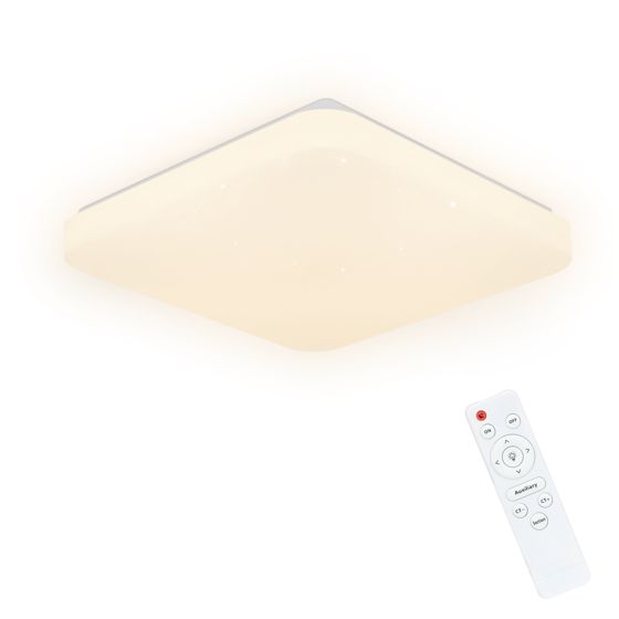 NETTLIFE LED - kattovalaisin, tähtitaivas, makuuhuoneen lamppu kaukosäätimellä, 37 W, lastenhuoneen lamppu, neliönmuotoinen lamppu, 28 cm
