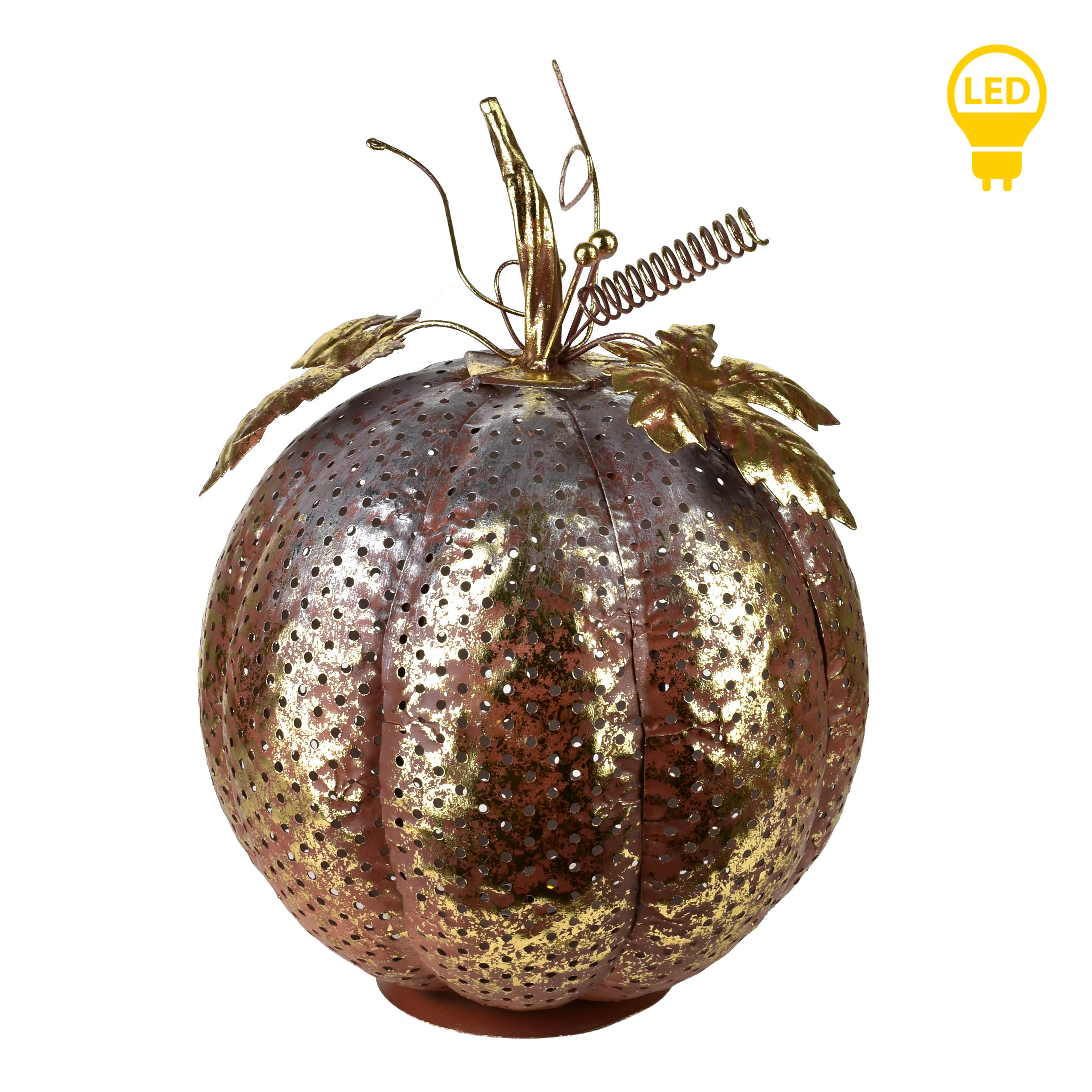 LED-kurpitsakoriste HAZEL kupari-kultainen metalli 23x23x30 cm