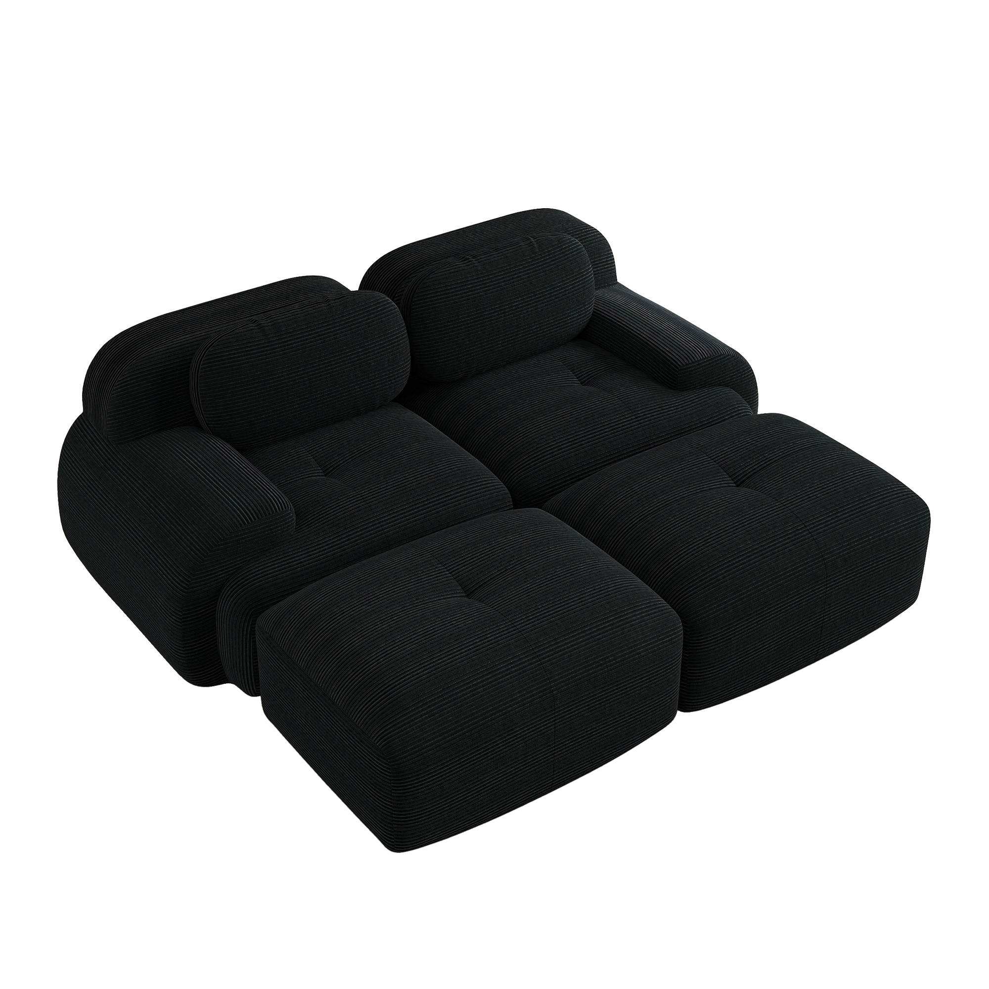 moduulisohva 2-paikkainen musta korduroy moderni säädettävä ergonominen