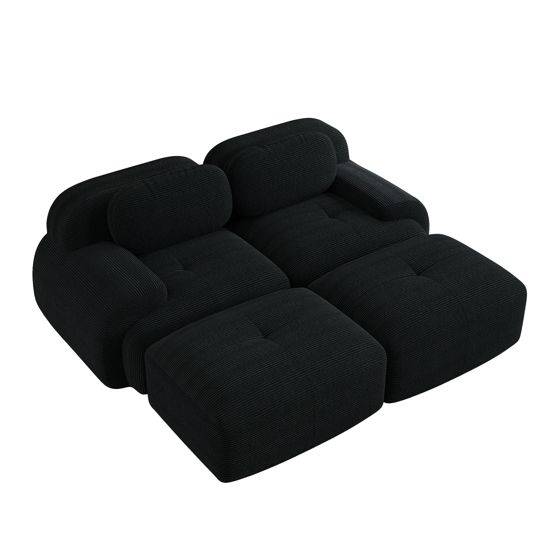 moduulisohva 2-paikkainen musta korduroy moderni säädettävä ergonominen