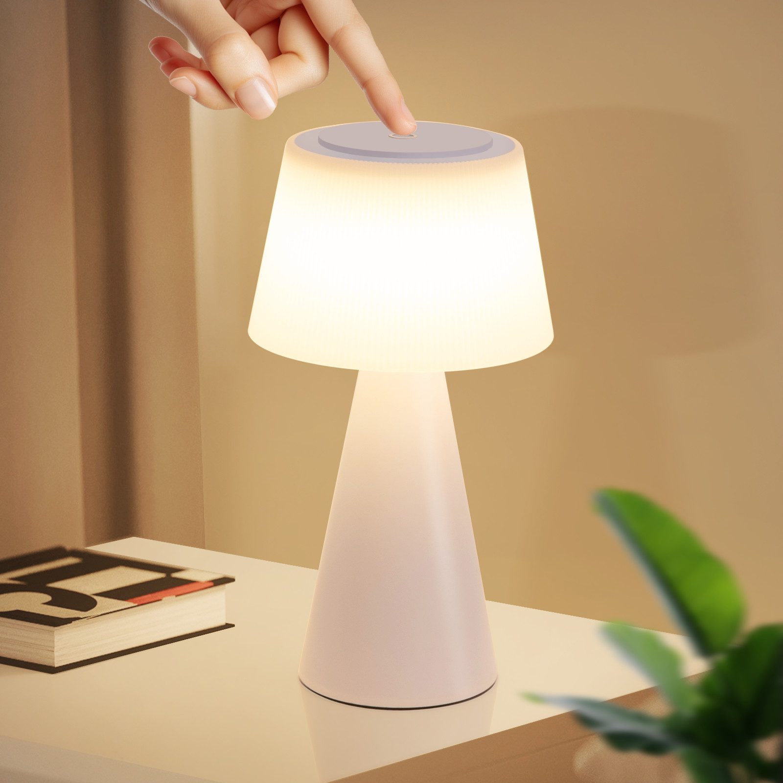 NETTLIFE Paristokäyttöinen pöytävalaisin, LED - yövalo - 3600mh A, Langaton, himmennettäväKosketusvalaisin USB - ladattavalla, akulla Valkoinen