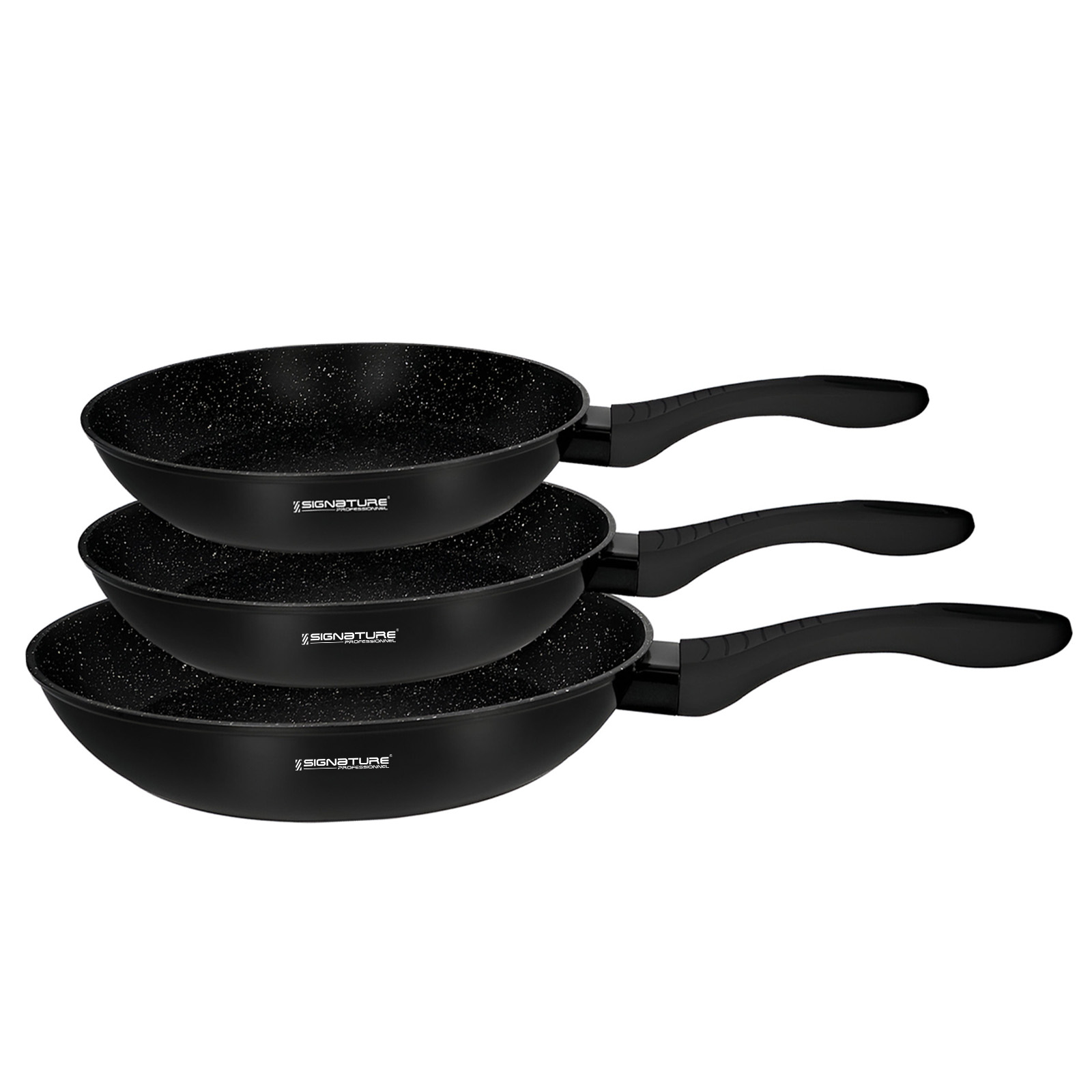 3-osainen paistinpannusetti 20/24/28 cm, mineraalipinnoitettu tarttumaton pinta