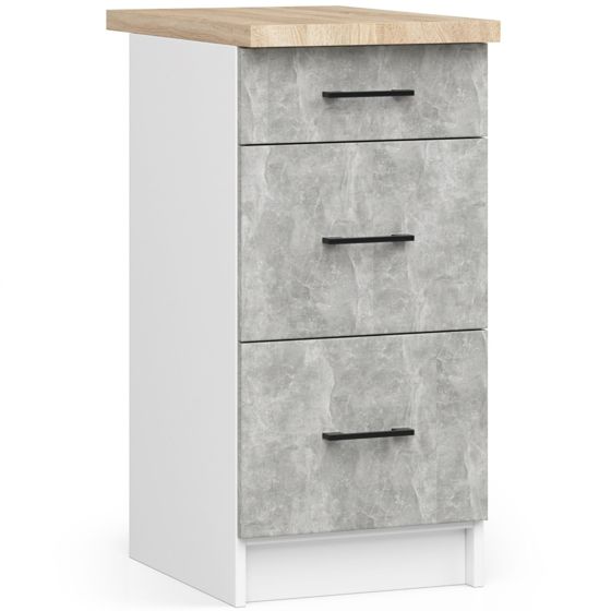 Akord Kaappi Oliwia valkoisella/betonitasolla 46x40x99