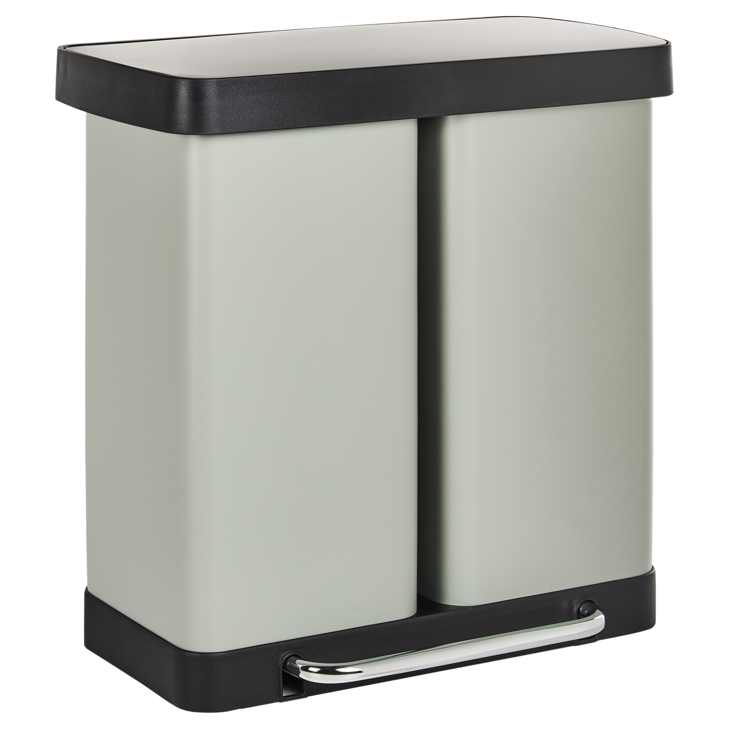 Kaksiosainen poljinroskakori 60 L ECOSORT metalli Vaaleanvihreä