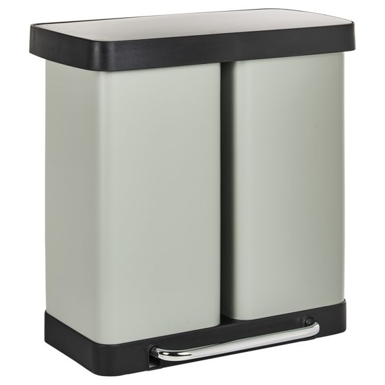 Kaksiosainen poljinroskakori 60 L ECOSORT metalli Vaaleanvihreä