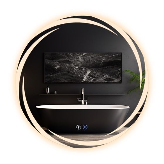 NETTLIFE Kylpyhuoneen peili valaistuksella, pyöreä LED - kylpyhuoneen peili, 50 cm IP44 pyöreä kylpyhuoneen peili kosketustoiminnolla