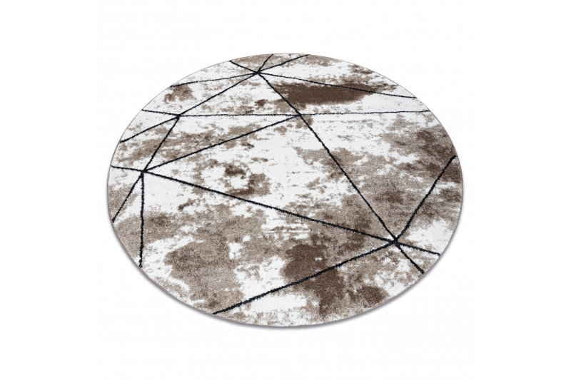 Matto moderni COZY Polygons Pyöreä Seinä, geometrinen, kolmiot - ruskea pyöreä 100 cm