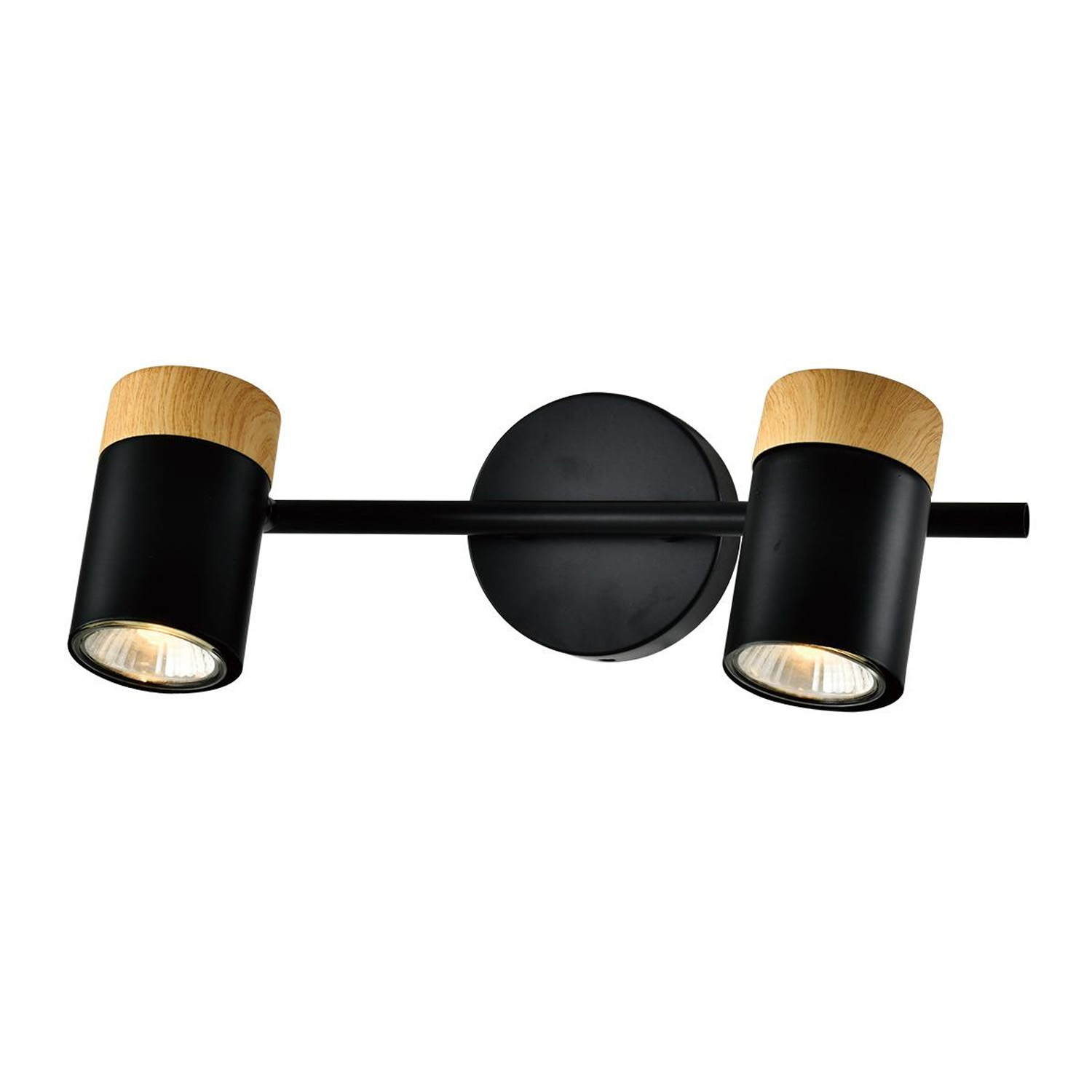NETTLIFE-kattovalaisin, 2 mustaa puuspottia, GU10, LED säädettävä, 330°, eteiseen, autotalliin, olohuoneeseenKeittiöön, ilman, polttimoa