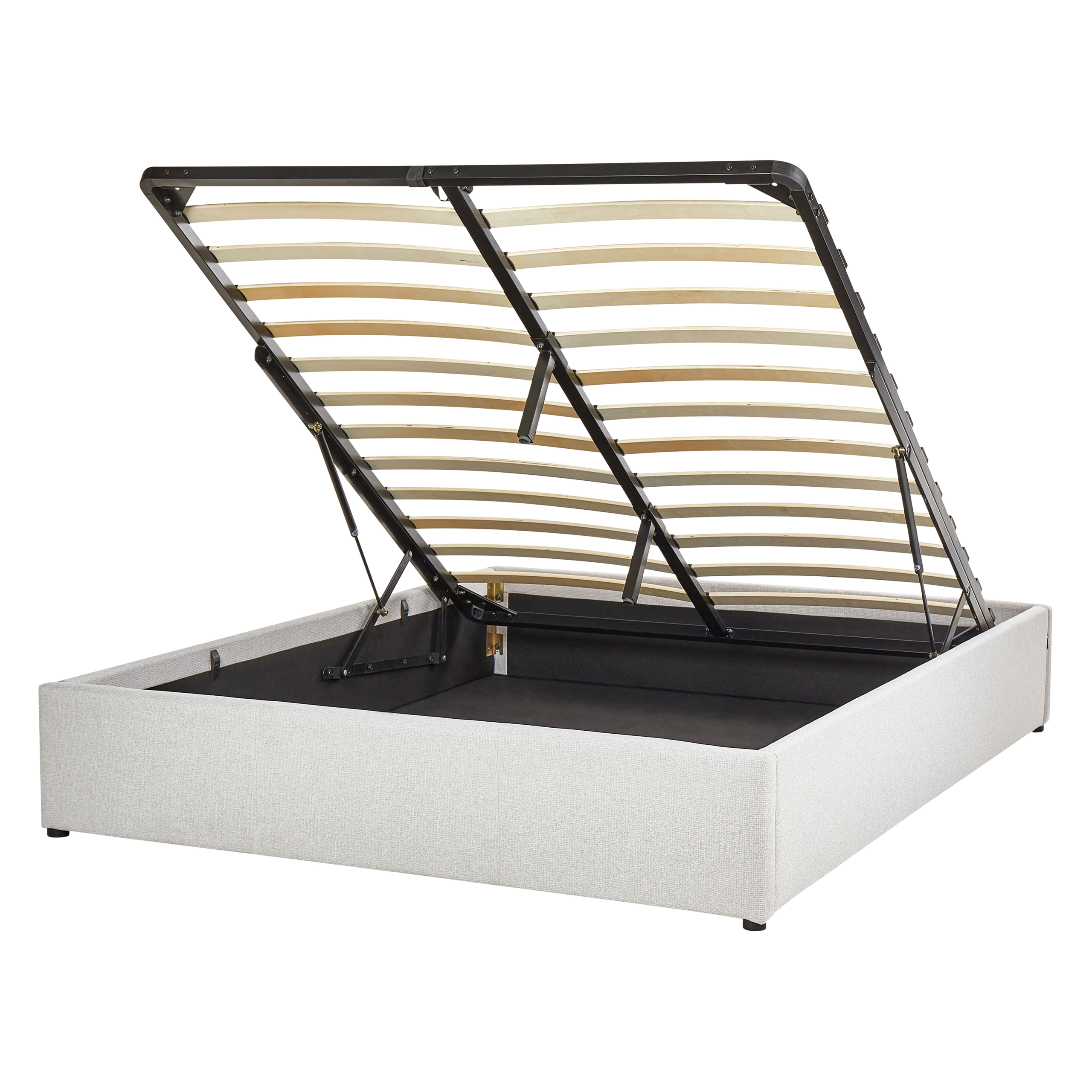 Sänky säilytystilalla ilman sängynpäätyä kangas DINAN 140 x 200 cm Vaaleanharmaa