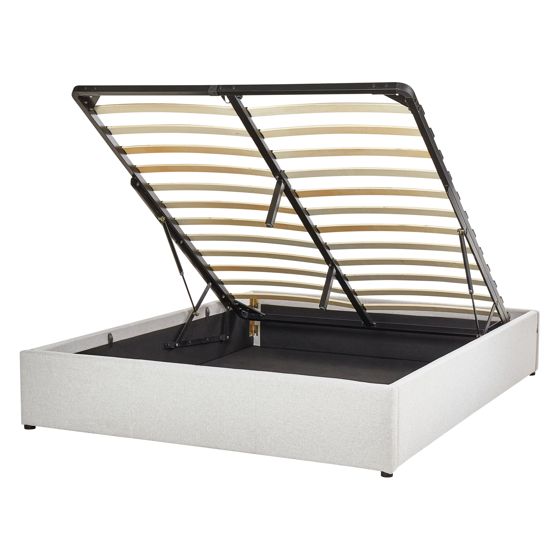 Sänky säilytystilalla ilman sängynpäätyä kangas DINAN 140 x 200 cm Vaaleanharmaa