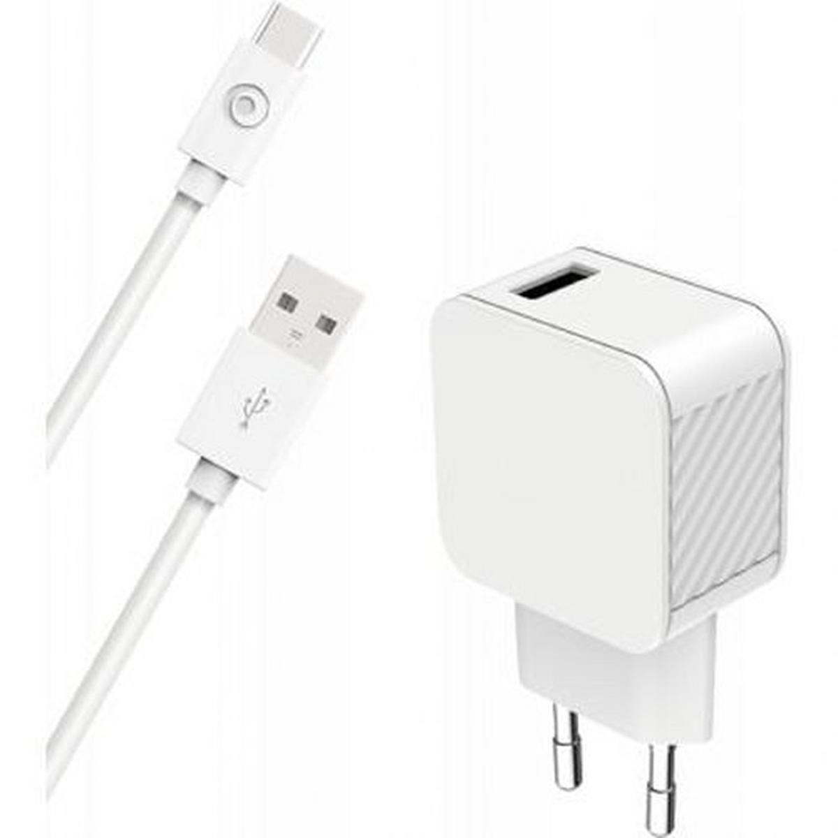 USB A 3A FastCharge -verkkovirtalaturi + USB A/USB C -kaapeli