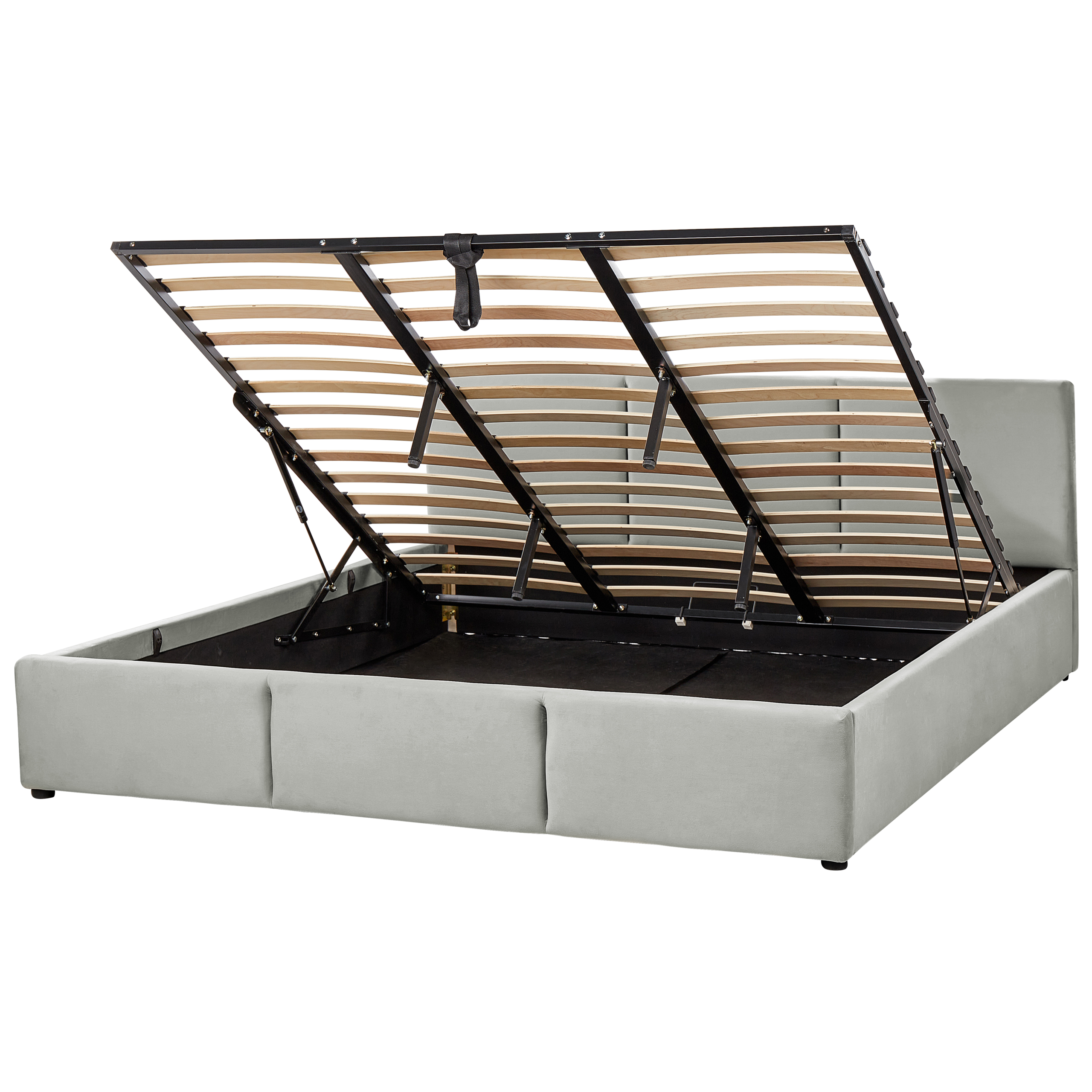 Sänky säilytystilalla sametti BOUSSE 180 x 200 cm Vaaleanharmaa