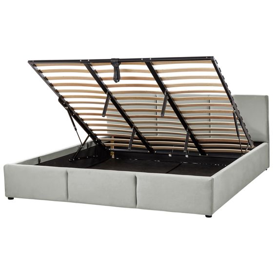 Sänky säilytystilalla sametti BOUSSE 180 x 200 cm Vaaleanharmaa