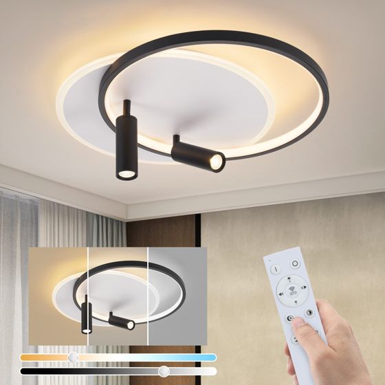 NETTLIFE LED - kattovalaisin, olohuoneen Kattovalaisin: Himmennettävä, olohuoneen valaisin, 52WKahdella, mustalla Kattovalaisimella ja Kaukosäätimellä