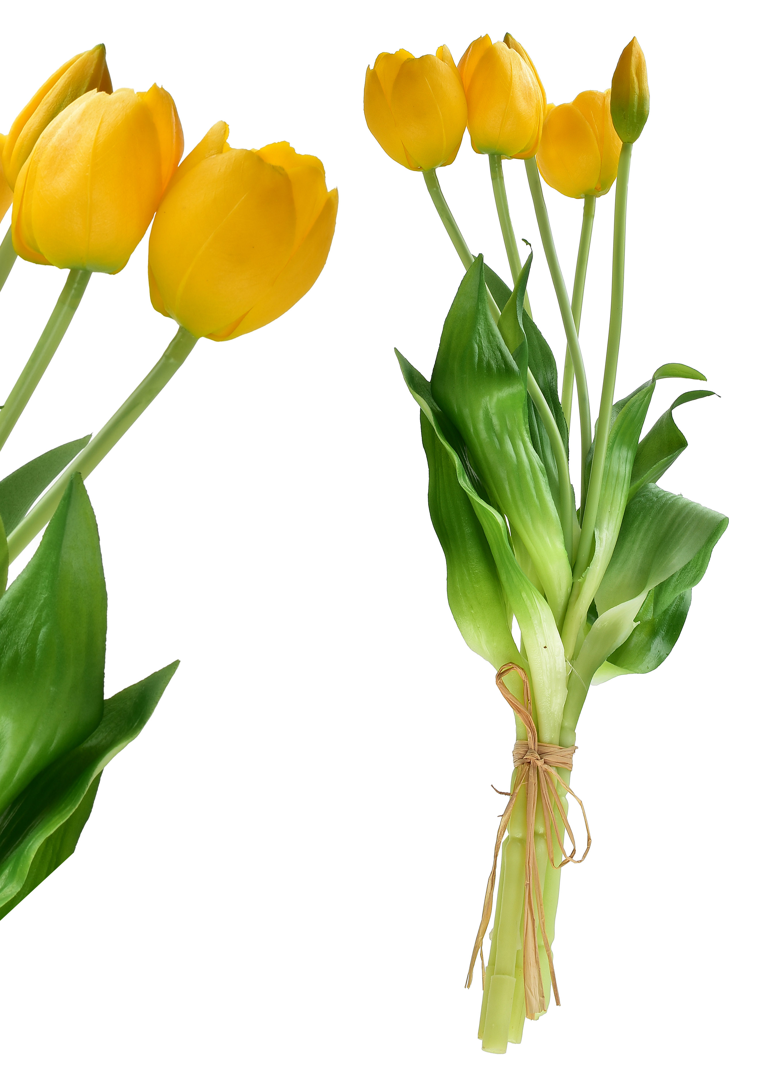 Tekokukkakimppu silikoni VIRIDIS tulppaani 40 cm keltainen 5 kpl