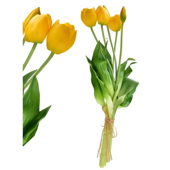 Tekokukkakimppu silikoni VIRIDIS tulppaani 40 cm keltainen 5 kpl