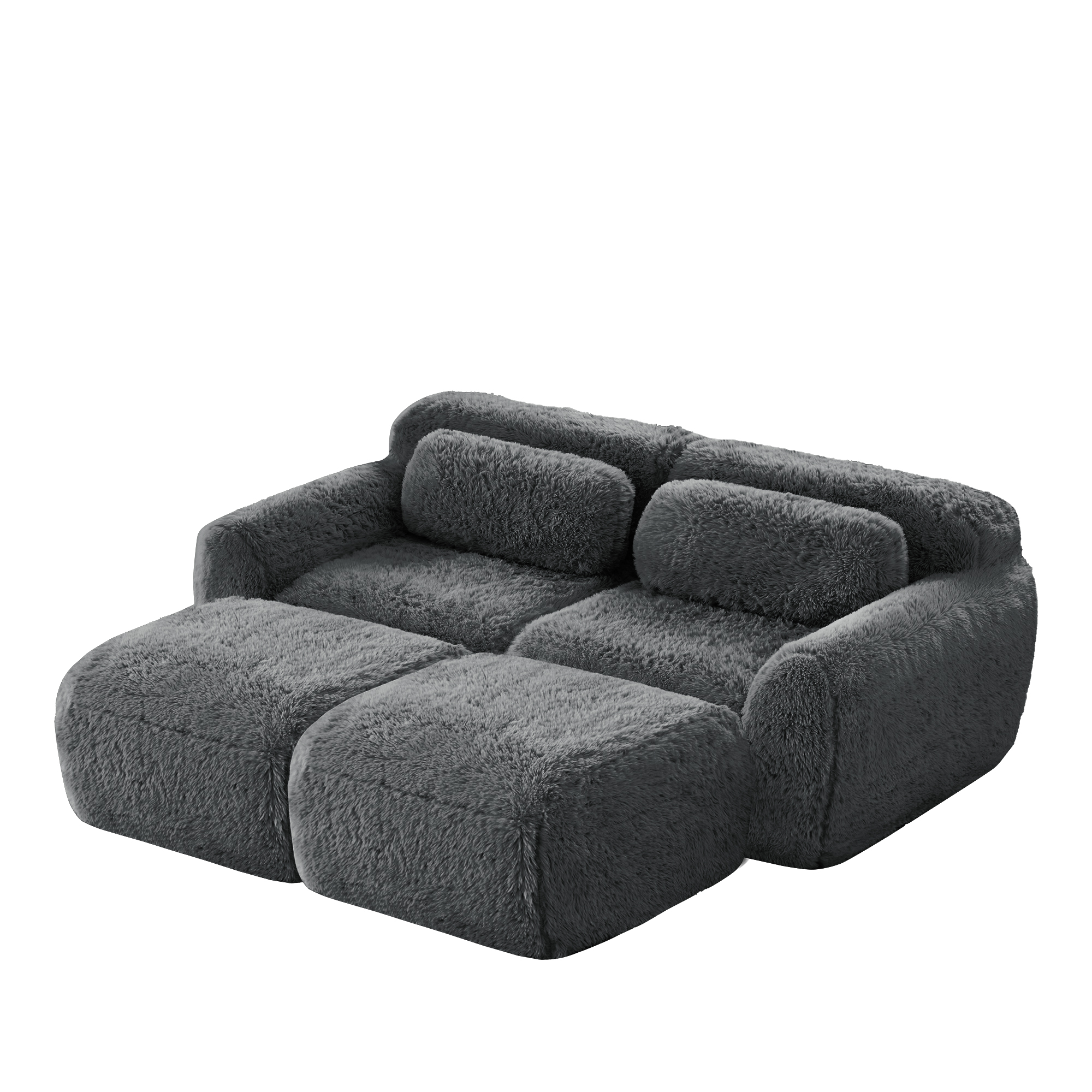 moduulisohva 4-paikkainen harmaa plush materiaali skandinaavinen vuodesohva