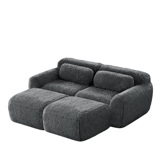 moduulisohva 4-paikkainen harmaa plush materiaali skandinaavinen vuodesohva