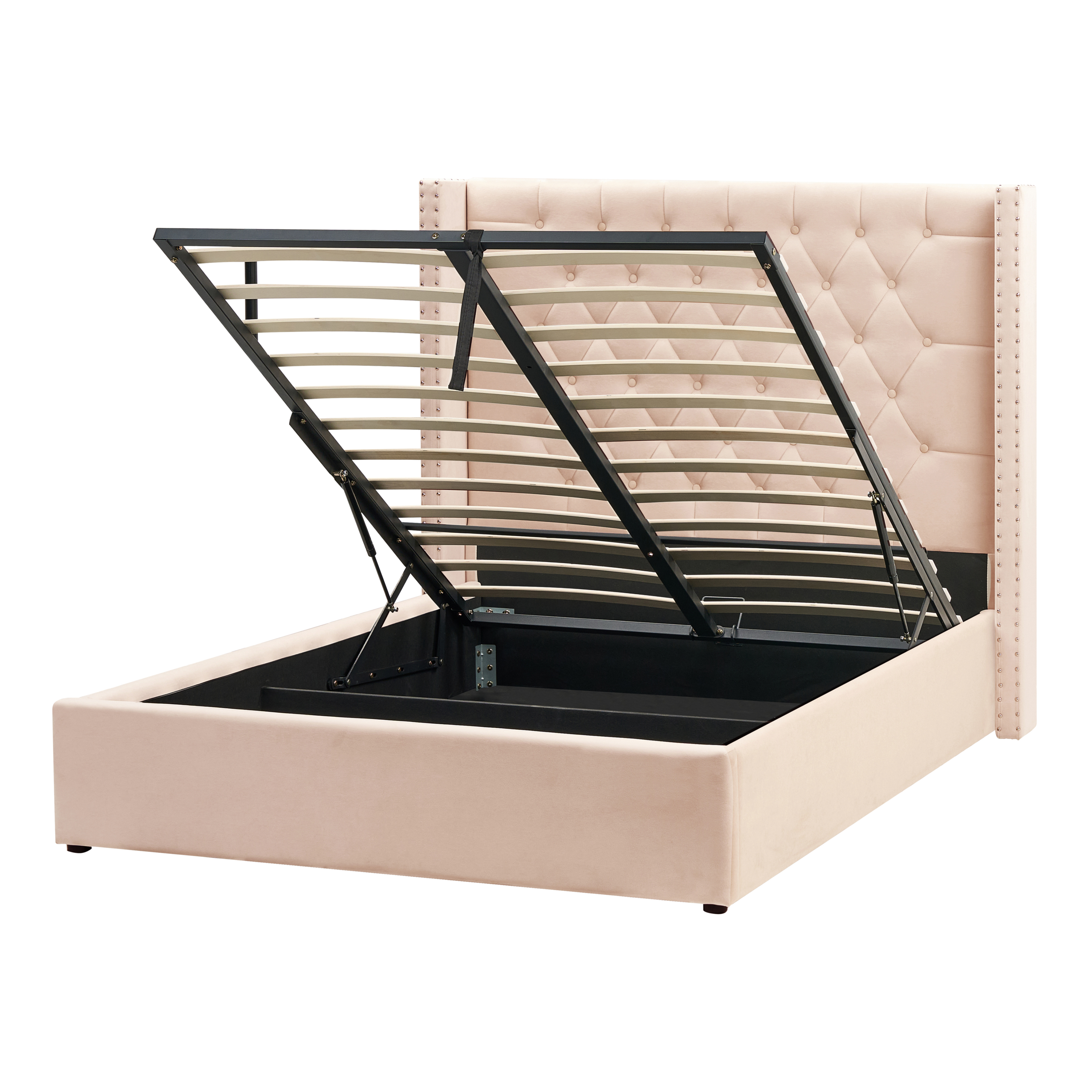 Sänky säilytystilalla sametti LUBBON 140 x 200 cm Beige