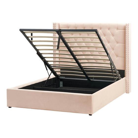 Sänky säilytystilalla sametti LUBBON 140 x 200 cm Beige