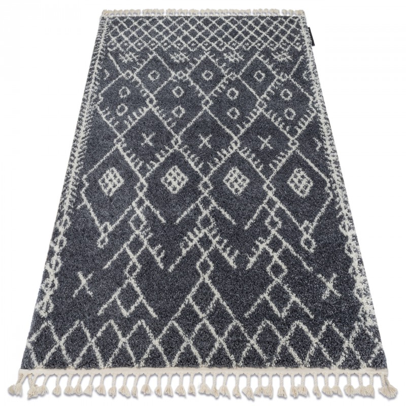 Matto BERBER TANGER B5940 harmaa / valkoinen Tupsut berbery Marokkolainen shaggy 120x170 cm