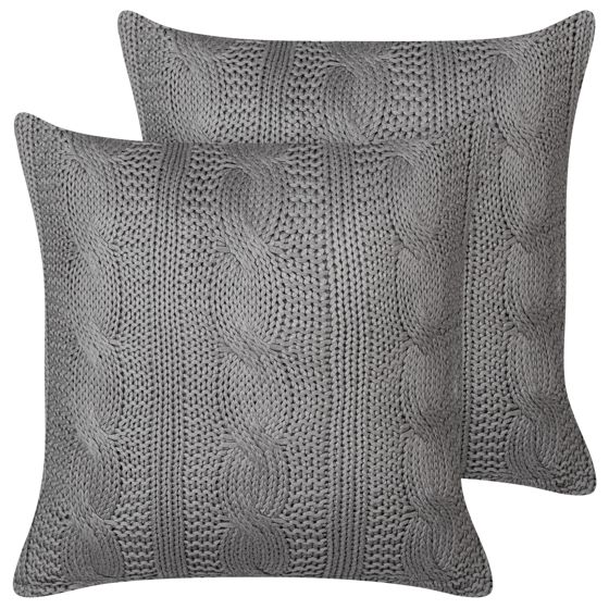 Koristetyynysetti 2 kpl CONSTYLIS 45 x 45 cm Puuvilla Tummanharmaa Hillitty