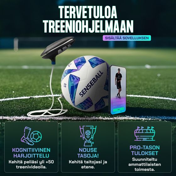 SenseBall® Treenipallo & ilmainen sovellus – Jalkapalloharjoittelu nuorille – Pallonhallinta, koordinaatio & jalkatyöskentely – 50+ valmentajavideota