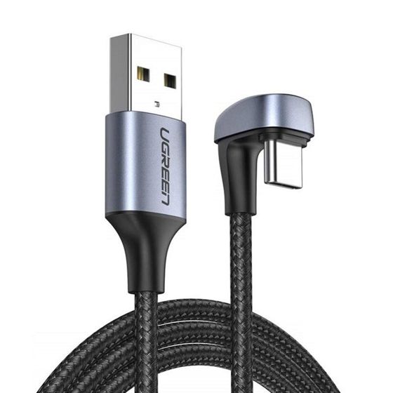 Kulmallinen USB - USB-C -kaapeli pelaajille QC AFC FCP 1m - harmaa