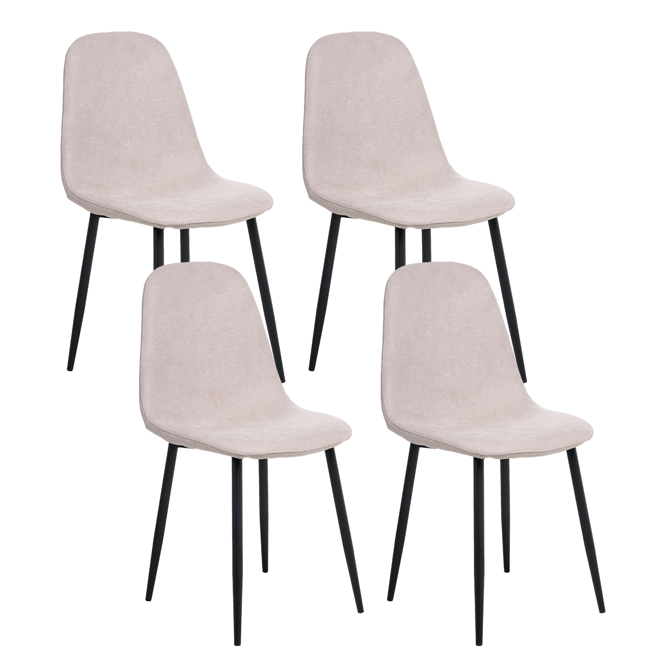 Ruokatuolisetti 4 kpl CRANDALL Kangas Beige