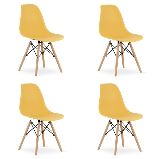 OSAKA-tuoli, sinapinkeltainen, luonnonväriset jalat (4 kpl)