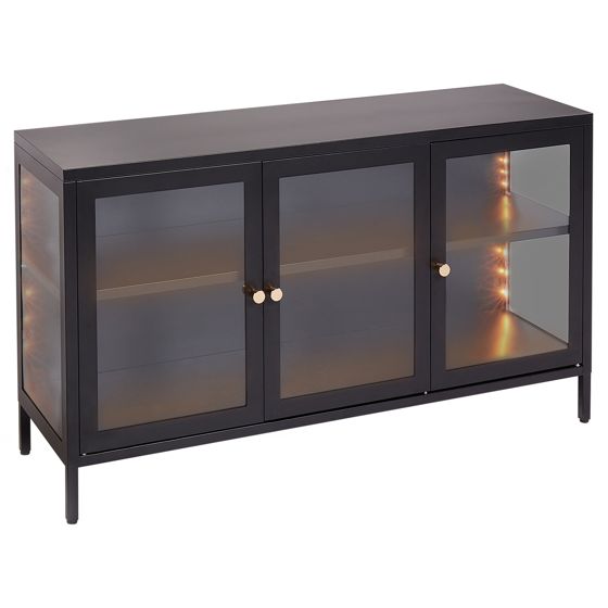 Lasivitriinikaappi LED-valo NEWPORT metalli 115 cm Musta