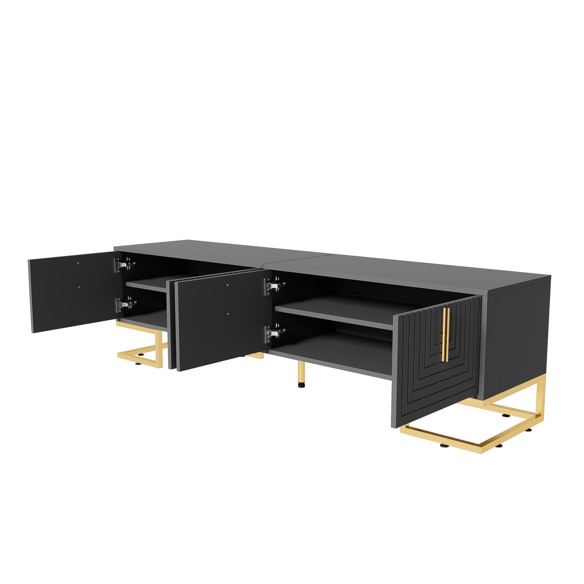TV-taso 170x40x45,5 cm harmaa lastulevy säilytyksellä ja liukuovilla