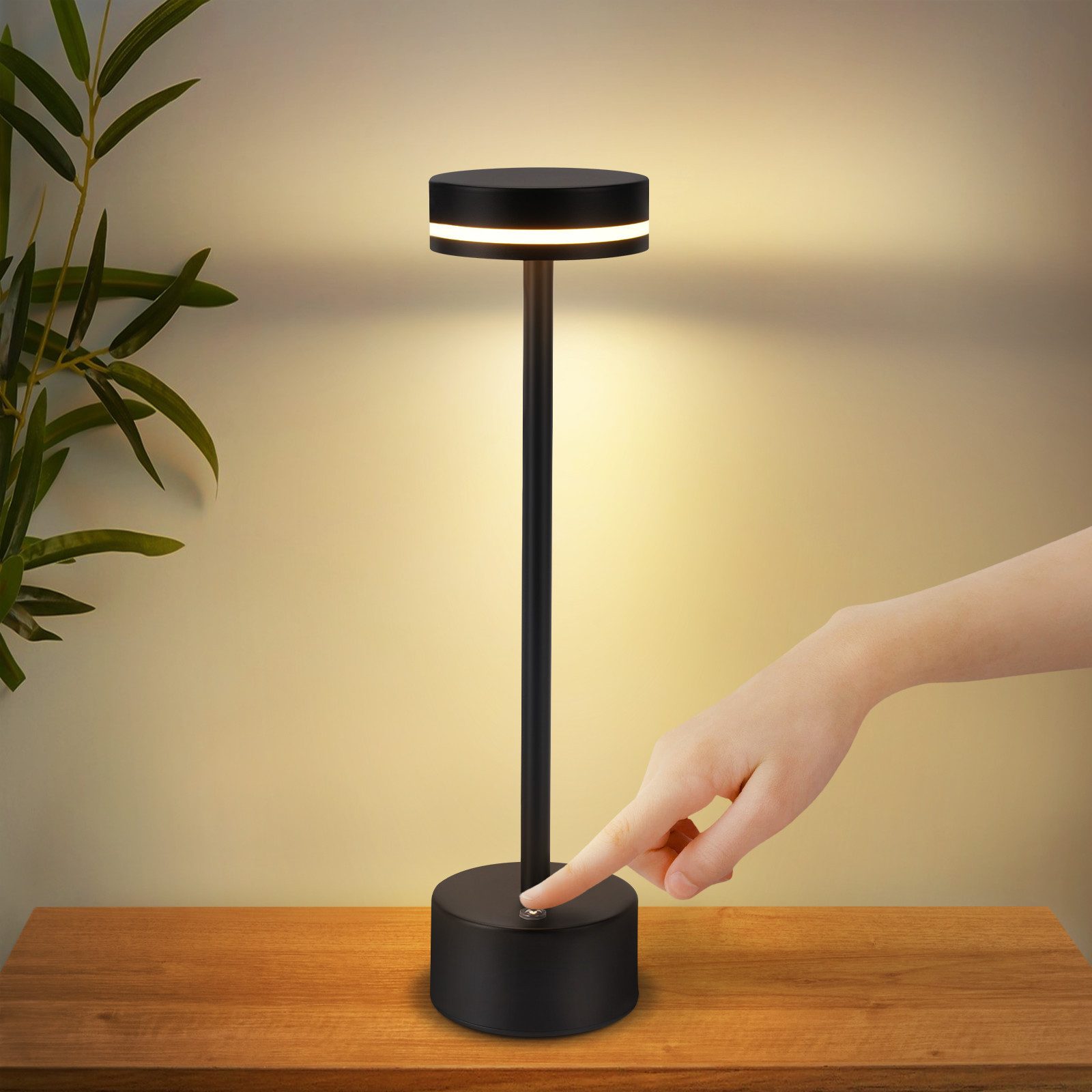 NETTLIFE nettlife langaton led-pöytävalaisin 3000k-6500k himmennettävä yöpöytävalaisin usb-c-portilla kosketus musta