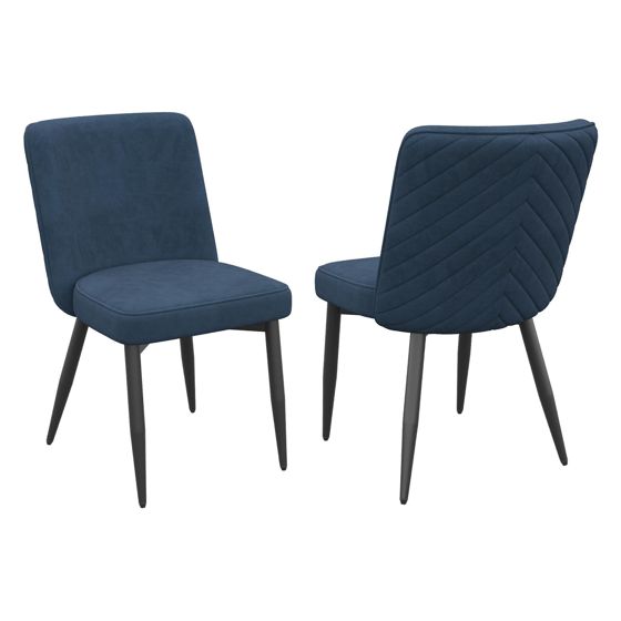 Ruokapöydän tuoli 2 kpl, samettia, tummansininen