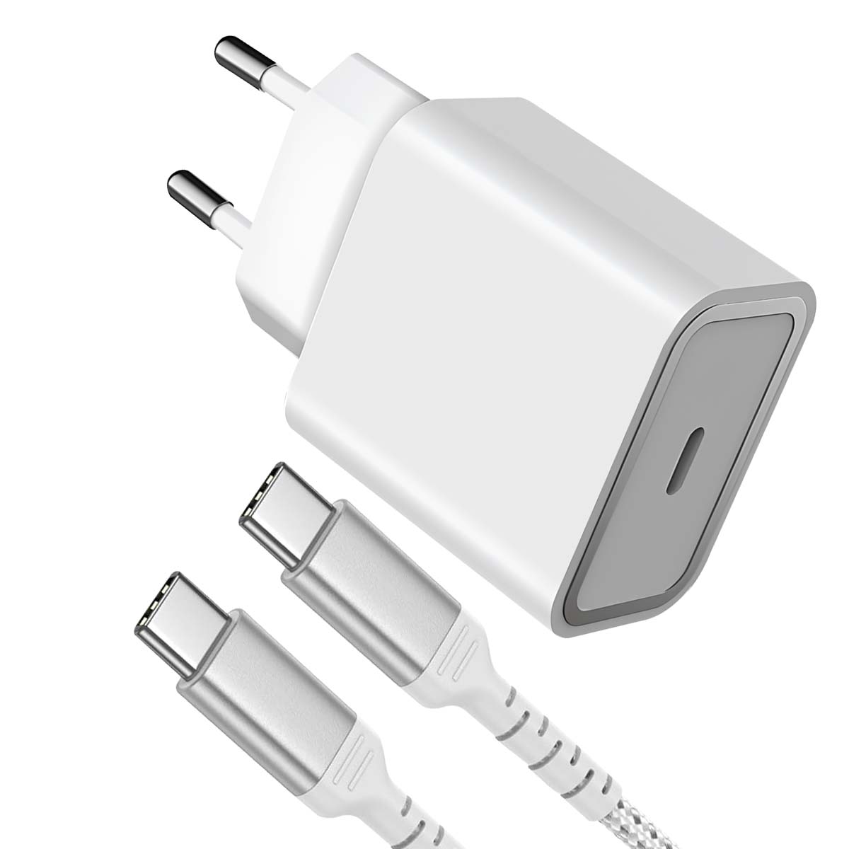 25W Power Delivery -seinälaturi + vahvistettu USB C/USB C -kaapeli
