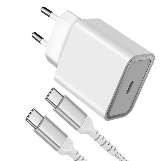 25W Power Delivery -seinälaturi + vahvistettu USB C/USB C -kaapeli