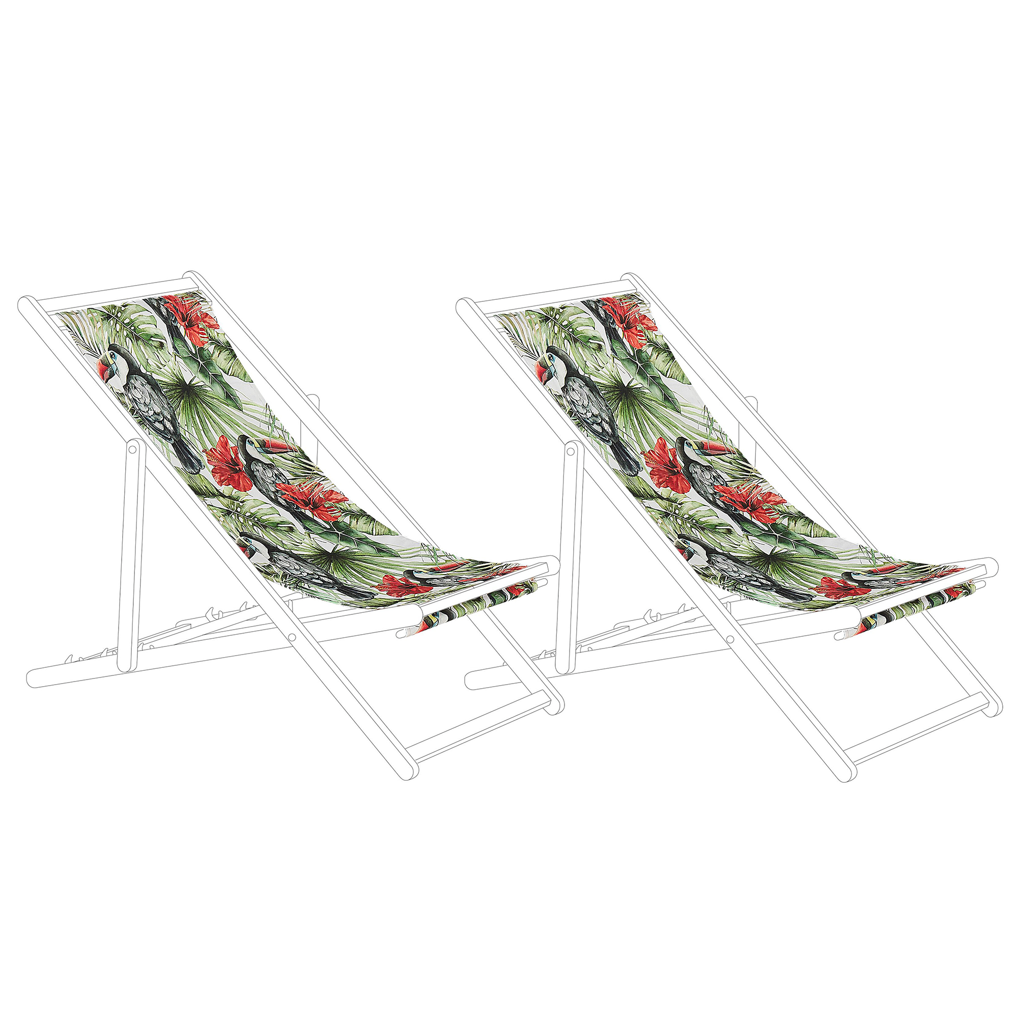 Aurinkotuolin vaihtokangassetti 2 kpl ANZIO/AVELLINO 113 x 44 cm Monivärinen