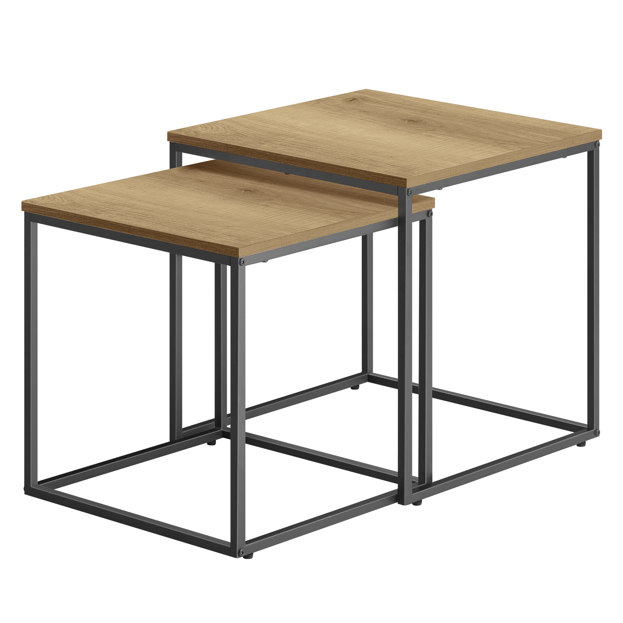 Neliönmuotoinen sohvapöytä, 2 osaa - tammi / mustat jalat