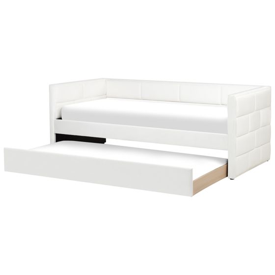 Sänky lisävuoteella Sametti CHAVONNE 90 x 200 cm Luonnonvalkoinen
