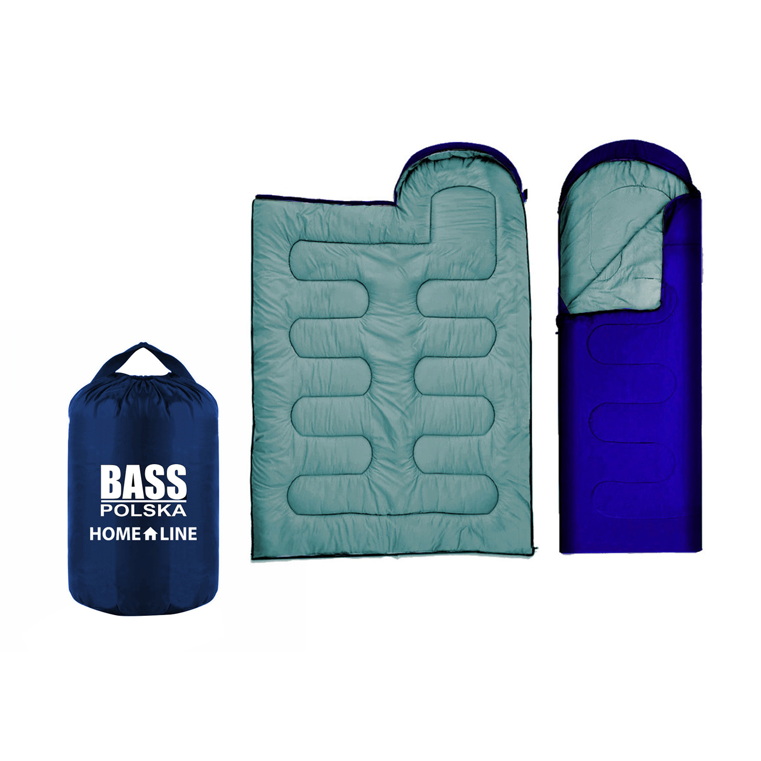 Makuupussi hupulla, 2-in-1 retkipeitto, sininen