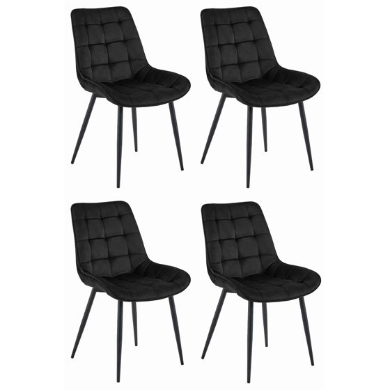 BERA-tuoli, musta sametti, mustat jalat (4 kpl)