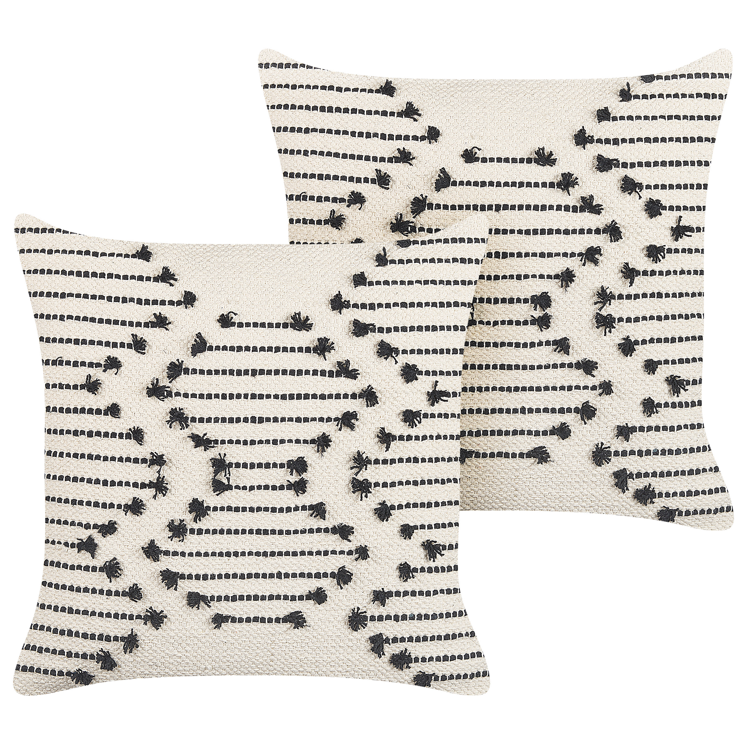 Koristetyynysetti 2 kpl MYRTUS puuvilla 45 x 45 cm Beige Geometrinen kuvio