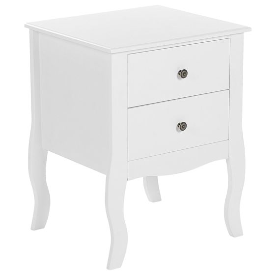 Yöpöytä 2 laatikolla LANE Valkoinen