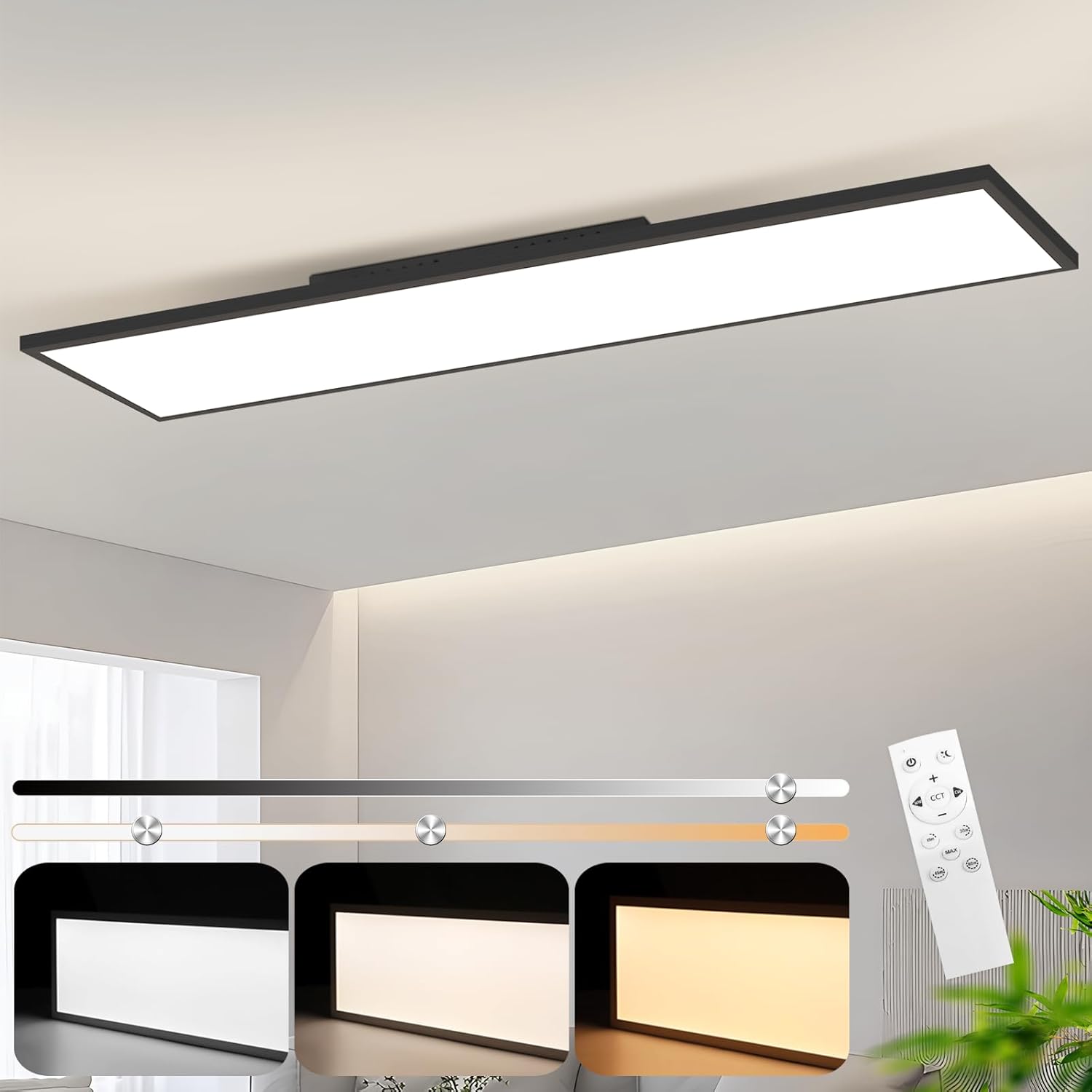NETTLIFE LED - kattovalaisin, 120 x, 30 - HimmennettäväKattopaneeli, pitkä, päivänvalolamppu, tasainen, pöytävalaisin Kaukosäätimellä, 40W