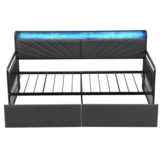 90x200cm metallirunkoinen säilytystilallinen yhden hengen sänky, musta