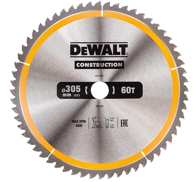 DeWalt Construction -Pyörösahanterä 305x30 mm, 60 hammasta